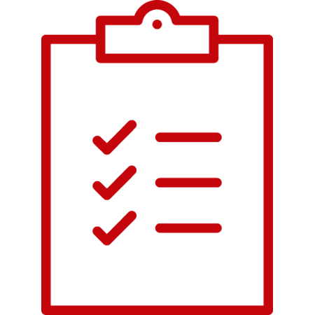 Line art icon of checklist on a clipboard