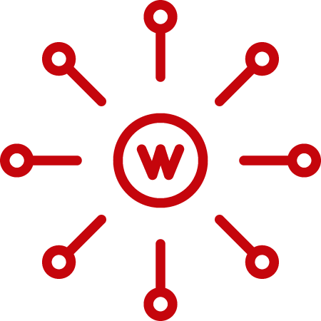 Line art image of a W with circuits