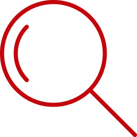 Line art image of a magnifying glass