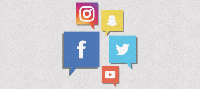 Social media icons including Instagram, Snapchat, Facebook, Twitter and YouTube